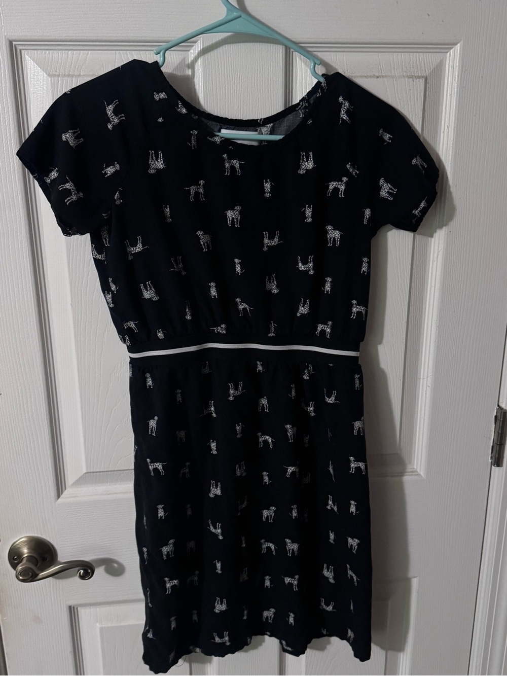 Girls Dalmatian printed Black Short-Sleeve Dress Old navy size XL 12